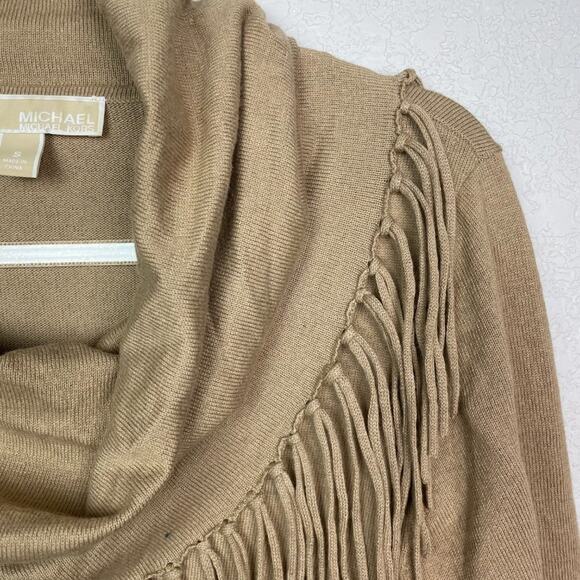 MICHAEL KORS Khaki Fringe Sweater Size S - Picture 3 of 7
